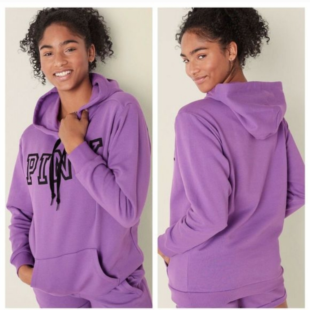 PINK VS Pullover Hoodie Purple & Blk Block Logo